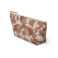 Floral Plaid Accessory Pouch w T-bottom in Red